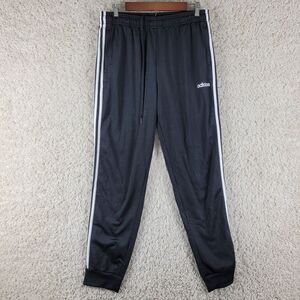 Adidas Track Jogger Pants Men's M Medium‎ Black Drawstring 3 Stripe Zip Pockets